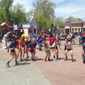 Students enjoyed dancing with the theme park characters during the Six Flags Physics Day field trip on May 8. Photo by Alyssa Morreale.