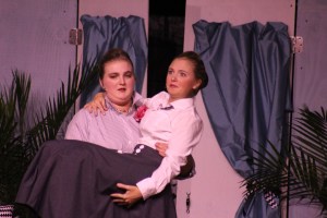 Chloe T. and Holly K. add comedy to their performance in "Suite Surrender" on Nov. 20 at Croydon Hall Gymnasium. 