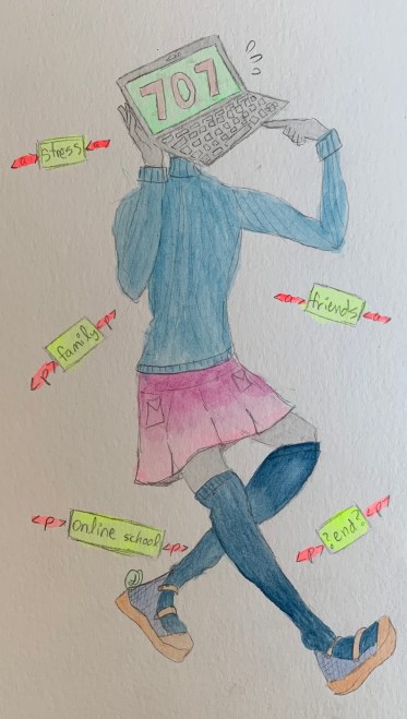 Life In Quarantine Computer Head Drawing-LR